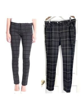 KUT From The Kloth Diana Stretch Skinny Pants Black Grey Plaid Size 16